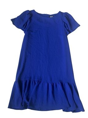 DKNY Cobalt Blue Flutter Sleeve Ruffle Dress